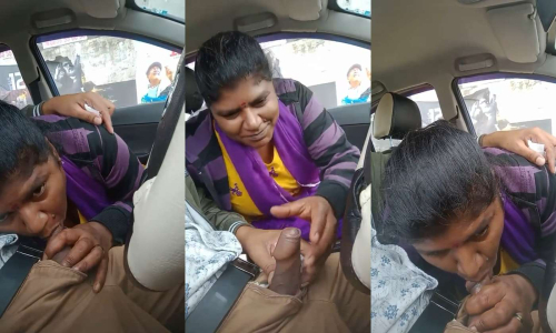 Tamil Aunty BJ to Owner in Car