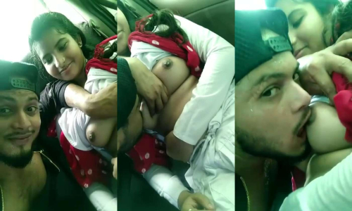 Beautiful Girlfriend With Boyfriend In Car Sucking Boobs